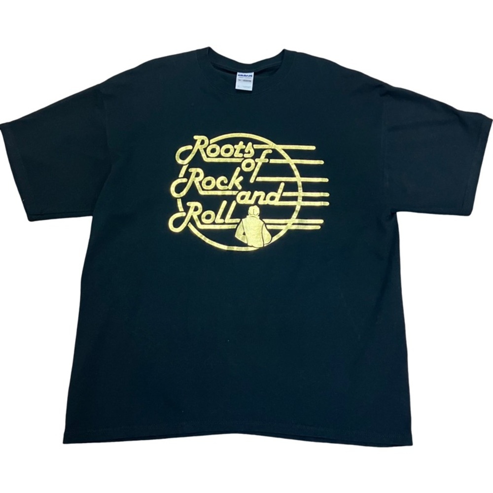 Americana Streetwear Merch-Core Roots Rock Roll Gold Graphic T-Shirt XL Black